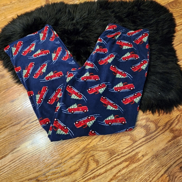 Croft and Barrow Plush Fleece Pajama Pants Red Farmhouse Trucks Men’s Size M - Picture 5 of 8